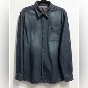 Joe’s Jeans Men’s Unisex Denim Utility Distressed Button Down THE SHIRT Size L
